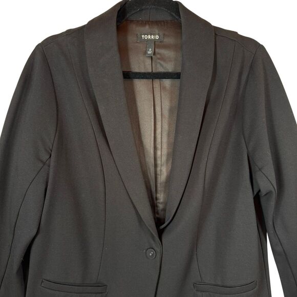 Torrid Blazer Jacket Women 0 12/14 Black Business Career Open Front Long Sleeve - Picture 3 of 10